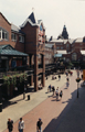 View: s24032 Elevated view of Orchard Square looking towards Fargate showing The Body Shop and one face of the Clock Tower with the striking bells