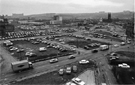 Elevated view of Moorfoot roundabout looking towards St. Mary's, Bramall Lane showing Clarence Lane (bottom); Clarence Street to Ecclesall Road and cars parked off (left to right), Michael Road; Hurst Road; Bridgefield Road with Humble Road behind