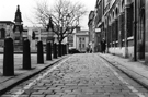 East Parade looking towards Campo Lane with the statue in memory of James Montgomery in the Cathedral Graveyard  lrft