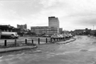 Car park, Ellin Street site of former garage and car showroom with Deacon House in the background