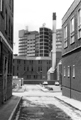 Rockingham Lane intersected by the junction with Division Lane looking towards South Yorkshire Fire Headquarters, Wellington Street and Telephone House