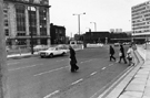 View: s24297 Sheaf Street showing Hambleden House (former premises of W.H. Smith and Son) at the junction of Exchange Street (left); Furnival Road (right) looking towards Blonk Street with Smithfield House extreme right
