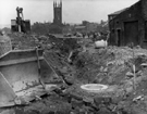 Widening of St. Mary's Gate between with St. Mary C. of E. Church, Bramall Lane in the background, June 1956-August 1958