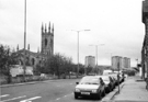 View: s24320 St. Mary C. of E. Church, Bramall Lane from St. Mary's Gate with Lansdowne Flats in the background