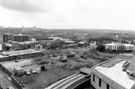 Elevated view from the Town Hall Extension, off Surrey Place (formerly Eyre Street) showing the excavations for the Novotel Hotel with the Local Taxation and Licences Office left; The Register Office right and a panoramic view towards Norfolk Park 