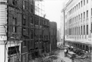 Tudor Place from Tudor Street with The Lyceum Theatre during restoration left and Library Theatre and Central Library right looking towards Arundel Gate