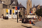 Tudor Square during the World Student Games Cultural Festival looking towards Norfolk Street and St. Marie's, Norfolk Row with the Ruskin Gallery left