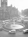 View: s24462 Elevated view of the Goodwin Fountain, Fargate looking towards Pinstone Street with the Town Hall left