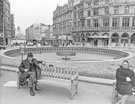 View: s24468 Waiting for the City Clipper, Goodwin Fountain, Fargate with the Yorkshire Bank in the background