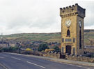 Stocksbridge Clock Tower War Memorial, Manchester Road looking towards former Samuel Fox and Co. Ltd., Stocksbridge Works