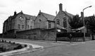 View: s24704 Summer barbecue banner, Anns Grove Nursery, Infant and Junior School (formerly Anns Road County School) from the junction with Gleadless Road and Well Road with Anns Road left