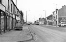 Nos. 334 Syd Smith (Spares) Ltd., motor cycle spares (left) and No. 337 Carbrook Conservative W.M.C, (right), Attercliffe Common from the junction with Goulder Place