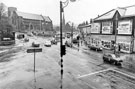 E. Sockett Ltd., Barnsley Road at the junction with Herries Road (left) and Firth Park Road (right) looking towards St. Cuthberts Church, Fir Vale