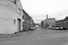 Ball Street looking towards Ball Street Bridge; Alfred Beckett and Sons Ltd., Brooklyn Works, steel, saw and file works; Green Lane; No. 47, Cardigan Tavern (right) and  Lion Works (left) from Neepsend Lane