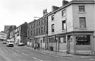 Vacant premises Nos. 23-17, Corporation Street from the junction with Spring Street looking past the junction with Steelhouse Lane towards West Bar