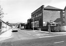 View: s25378 Arnold Laver (right) and Sheffield United Football Ground (left), Cherry Street from Bramall Lane looking towards Shoreham Street