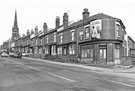 Nos. 142, derelict corner shop; 144; 146; 148 etc., Ellesmere Road at the junction with Earldom Street looking towards All Saints Church