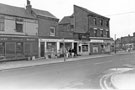 Nos. 48/46, Robin Hood Hotel (extreme left); 44/42, Bailey's Wallpaper and Paint; 40, Wells, grocer and confectioner and No. 36, W. Jamieson (chemist) Ltd., Ellesmere Road from the junction with Clun Road