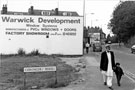 Advertising sign for Warwick Development, Herries Road from the junction with Coningsby Road looking towards Fir Vale Road