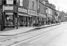 Langsett Road, Hillsborough Supertram stop showing premises including No. 558, Little Lady Little Man and 556, L. Newman, paints and wallpapers 