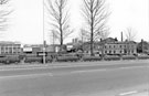 Infirmary Road showing the churchyard of St. Philips Church (demolished 1952) with Globe Works, Penistone Road in the background