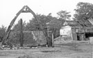 Cruck barn at No. 141 Hatfield House Lane mid-demolition. 