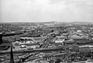Panoramic view of Sheffield from Hyde Park Flats looking towards Attercliffe with St. John's School, Cricket Inn Road in the foreground and Aston Street; former Record Tool Co. Ltd., Record Works behind, Refuse Disposal Works across the Railway