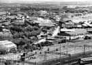 Panoramic view of Attercliffe from Hyde Park showing Bacon Lane Bridge over the Sheff and SYK Navigation and Effingham Road with John Banner Ltd, departmental store, the large white building visible top centre 