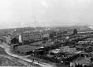Elevated view of housing on Dolphin Street (middle of photograph), Broad Oaks Lane (diagonally in front of piggeries) and piggeries. The piggeries were cleared in 1960 Elevated view of housing on Dolphin Street (middle of photograph), Broad Oaks Lane (diagonally in front of piggeries) and piggeries. The piggeries were cleared in 1960
