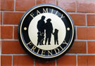 Family Friendly sign outside Newt and Chambers public house (formerly the Roebuck public house), No. 72, Charles Street