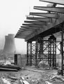 Construction of Tinsley Viaduct, M1 Motorway with Cooling Towers of Blackburn Meadows Power Station in the background
