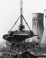 Construction of Tinsley Viaduct, M1 Motorway with the Cooling Towers from Blackburn Meadows Power Station in the background