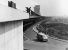 View: s26110 Construction of Tinsley Viaduct, M1 Motorway with (right) Hadfields East Hecla Works 