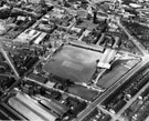 Aerial view of Bramall Lane football and cricket ground and St. Mary's Church area