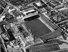 Aerial view of the redevelopment of Bramall Lane Football and Cricket Ground, Cherry Street (left); Bramall Lane top 