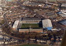 View: s26139 Aerial view Hillsborough football ground with Leppings Lane left; Penistone Road right; Catch Bar Lane and Parkside Road (bottom