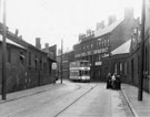 Tram No. 89 passing Neepsend Steel and Tool Corporation Ltd., steel manufacturers, Neepsend Lane