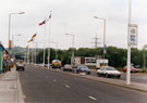 Penistone Road decorated with flags and banners for Euro 96 (European Football Championships)