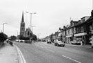 Firth Park Road looking towards Dar ul allon jamea Masjid Mosque, formerly Trinity Methodist Church the junction with Owler Lane right 