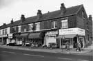 Nos. 687, C. Thomas, bakers and confectioners; 683,  J. C. Whittaker, Darnall Fruit and Flowers; 681-679; 677, H.E. Radcliff, butcher and 673/5, B and C Co-op, Staniforth Road from the junction with Irving Street