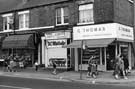 Nos. 687, C. Thomas, bakers and confectioners; 683,  J. C. Whittaker, Darnall Fruit and Flowers and 681, Staniforth Road from the junction with Irving Street