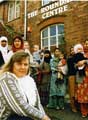 Women protesting about the imposition of creche charges by Sheffield College, Tinsley Roundabout Centre (former Tinsley Branch Library), Bawtry Road 