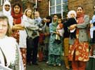 Women protesting about the imposition of creche charges by Sheffield College, Tinsley Roundabout Centre (former Tinsley Branch Library), Bawtry Road 