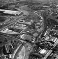 Aerial view of Sheffield and South Yorkshire Navigation Top Locks and English Steel Corporation (later British Steel Corporation), Tinsley Park Works 