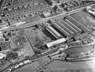 Aerial view of Sheffield and SYK Navigation Bottom Locks; River Don; Halfpenny Bridge and W.T. Flather Ltd., Standard Steel Works with Sheffield Road; Dundas Road running parallel and Raby Street at right angles 