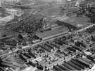 Aerial view of Attercliffe Common; Metropolitan Vickers Electrical Co. Ltd.; housing on Weeden Street; leading off Bright Street; Stanley Place; Southern Street; Mons Street; Dunlop Street (bottom street)with Sheff and SYK Navigation top