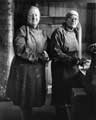 Mrs. Edna Stones (aged 74 left ) and Mrs. Ethel Grayson (aged 76 right), Sheffields' most senior buffer girls, Beehive Works, Milton Street