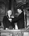 Alderman Lionel Stephen Edward Farris being installed as Lord Mayor by John Stenton Worrall the outgoing Lord Mayor 