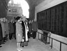 Councillor Miss Pat Santhouse unveiling of the Great Central Railway War Memorial under the Wicker Arches with the Very Reverend I.D. Neil conducting the service