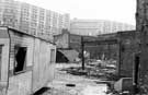 View: s28286 Former George Senior and Sons Ltd., Ponds Forge, Sheaf Street during demolition with  Park Hill Flats in the background